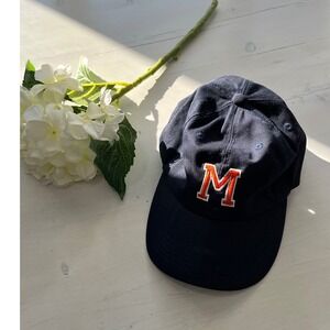 Kids Navy Baseball Cap with M‎ Letter Orange Trim Adjustable Tan's Club